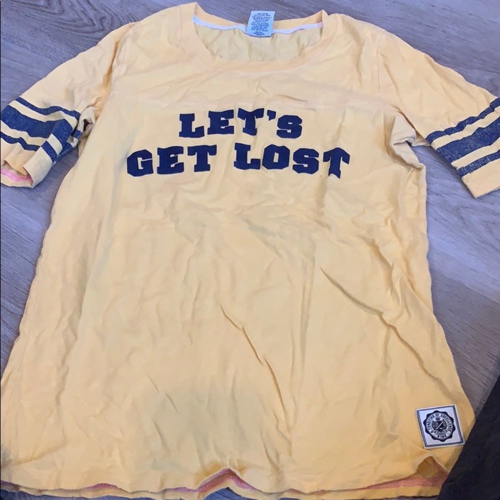 . Yellow and blue PINK brand T-shirt